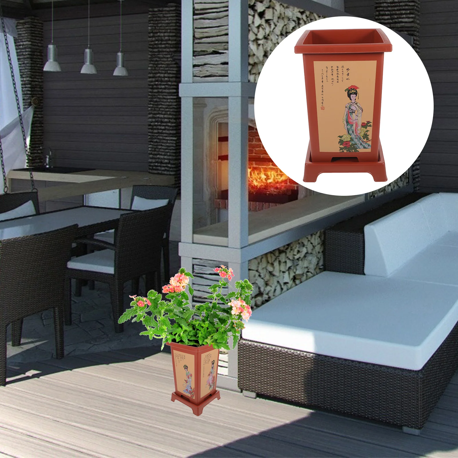

Square Planters Outdoor Plants Indoor Flowerpots Orchid Nursery Pot Planter Base Orchid Flower Pot Tall Planter Pot