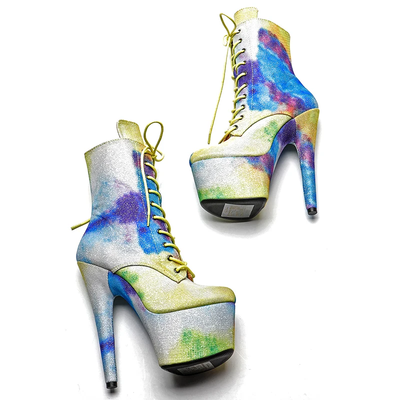 Leecabe 17CM/7inches  Pole dancing shoes Club Stripper Shoes Steel Tube Dancing High Heel platform boot 3B