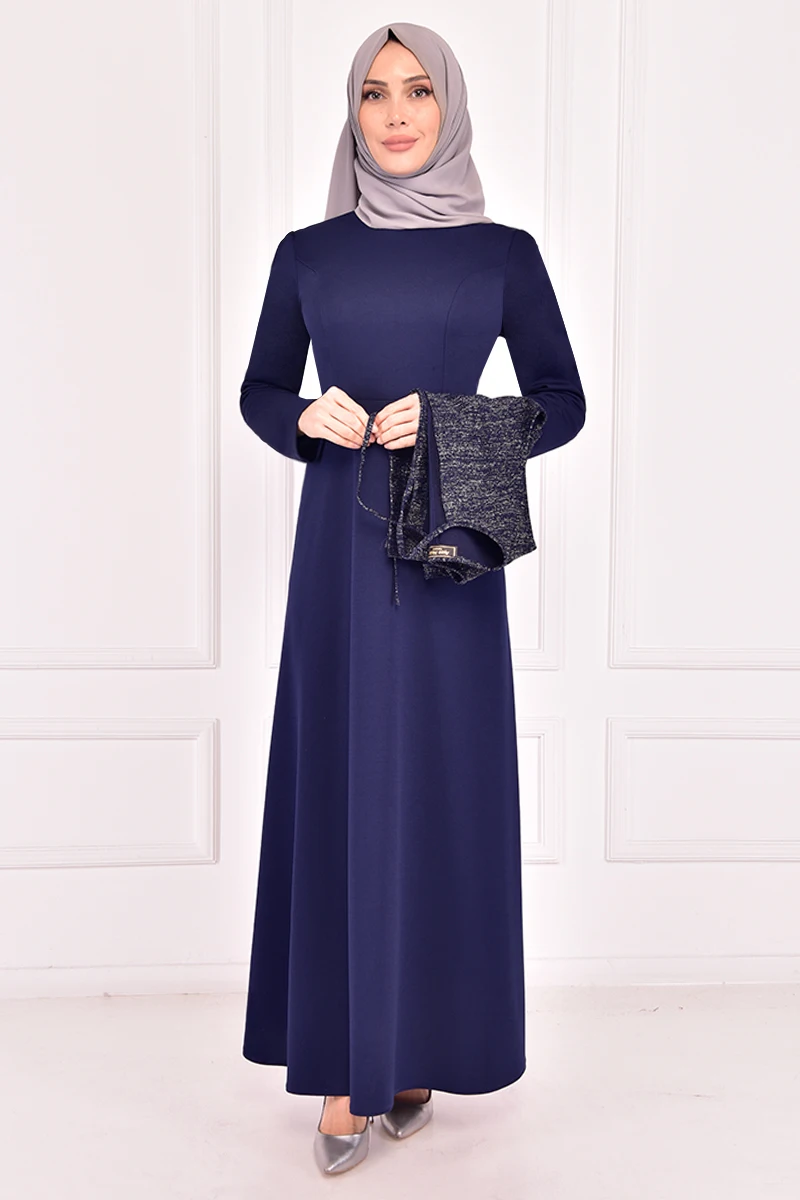 

Bolerolu Dress Indigo Occasion Dresses For Women Abaya Dress Muslim Woman Dress Saudi Arabian Abaya İslamic ASM2441