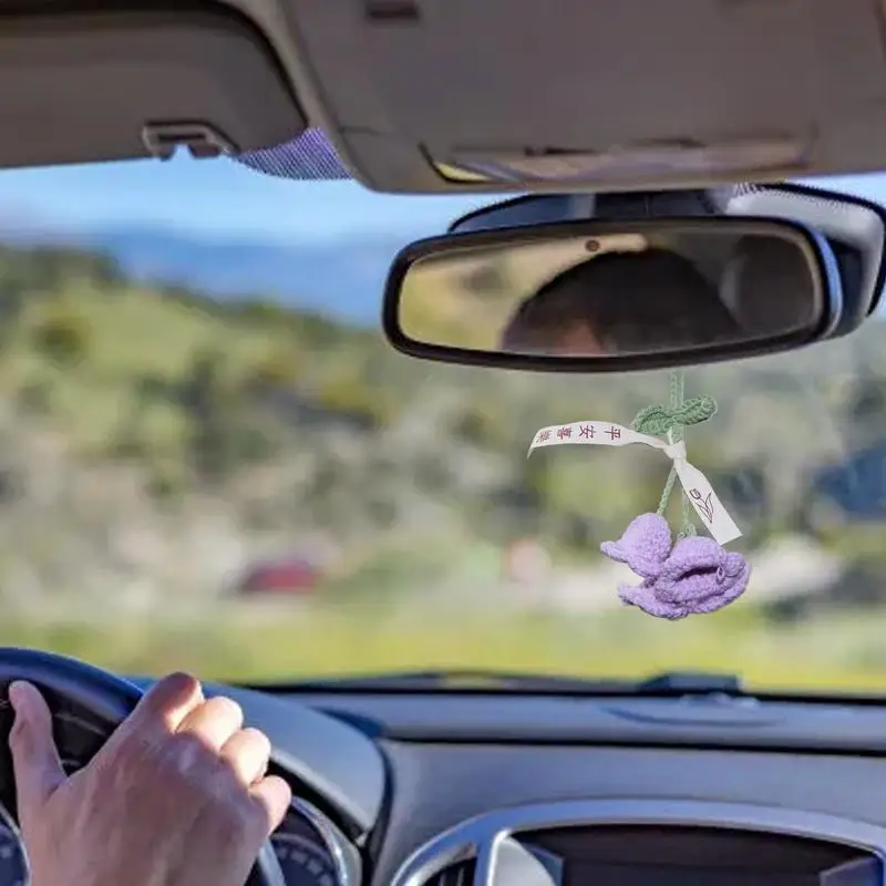 Маленькие цветочные украшения для автомобиля вязаные рождественская елка вид