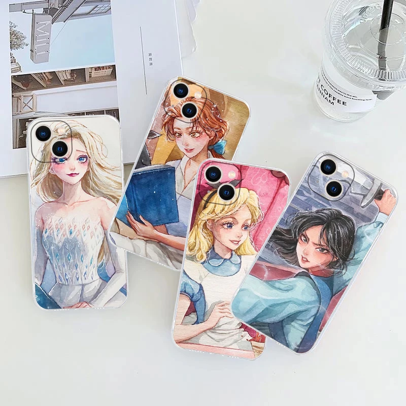 

Cute Fashion Princess Phone Case For iPhone 13 11 Pro 12 Mini MAX X XR XS 8 7 Plus 6 6s Liquid Silicon Soft Silicone Cartoon