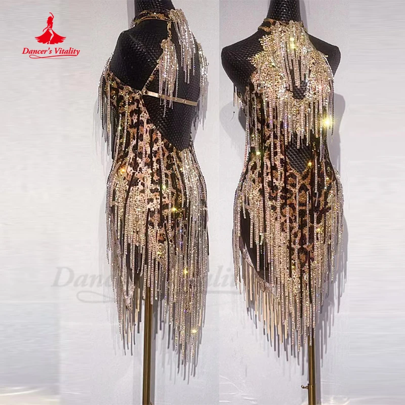 

Latin Dance Competition Dress Customsized for Women Performance Costume Rumba Chacha Tango Professional Clothing Latin Skirts