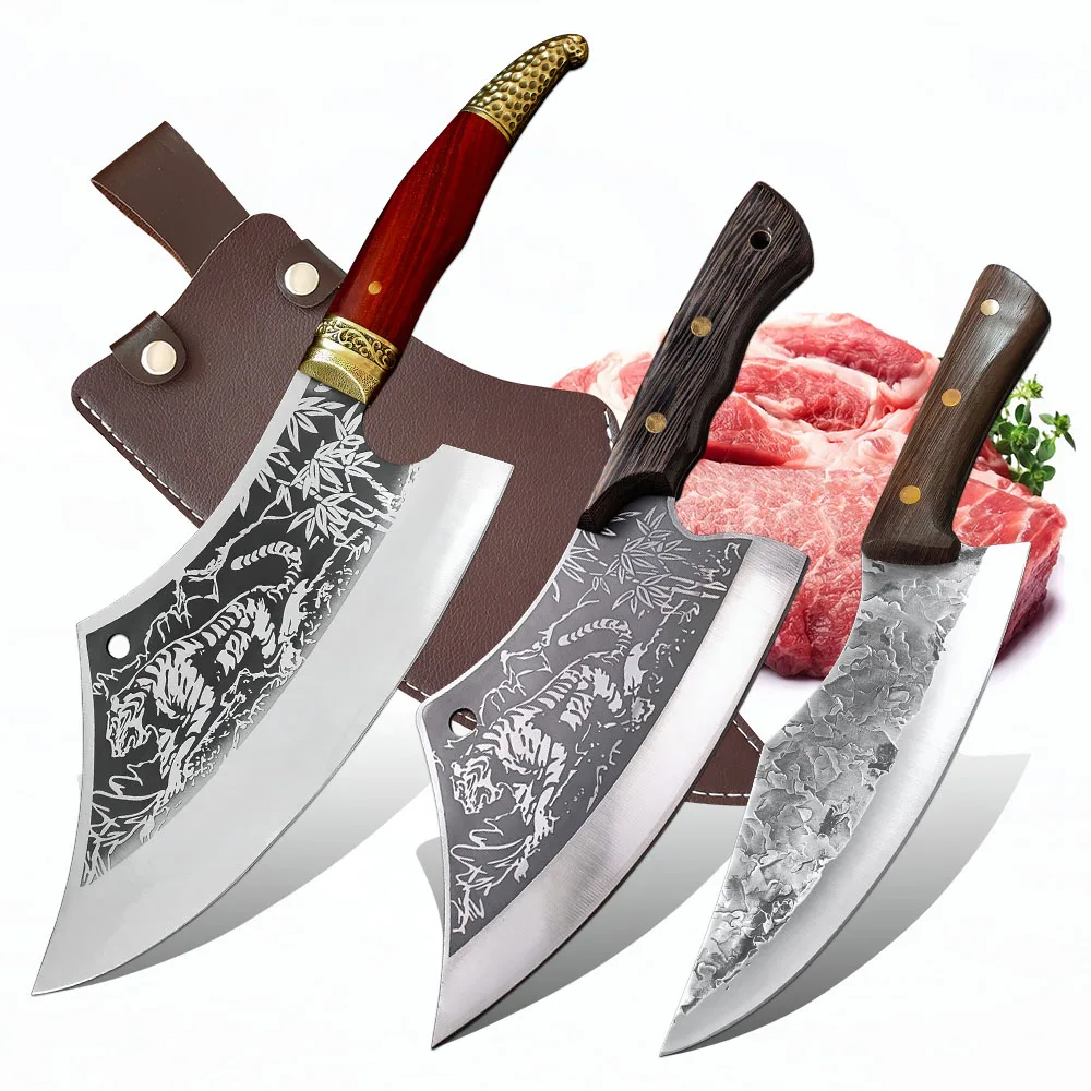 

Full Tang Utility Knife High Carbon 5Cr15Steel Cooking Vegetable Meat Cleaver Knife Chef Butcher Chopping Meat Slicing Utensils