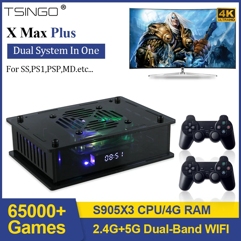 Супер консоль TSINGO X Max Plus 4K HD Wi-Fi Ретро ТВ Видео игровой плеер 65000 + игры для