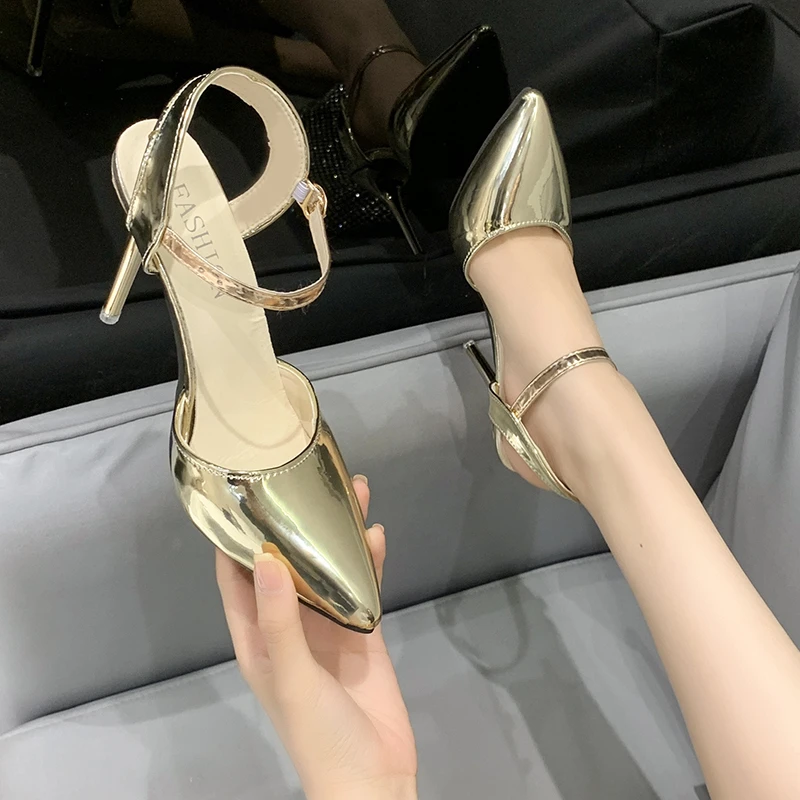 

2022 Spring and Summer New Pointed Sandals Fashion Low-top Stiletto Heel Patent Leather Women's Shoes