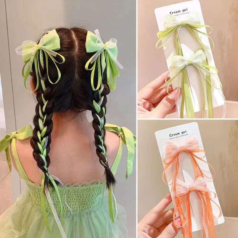 

Детские длинные ленты корейские модные заколки для волос с бантом для девочек элегантные детские заколки аксессуары для волос плетеные заколки для волос для женщин