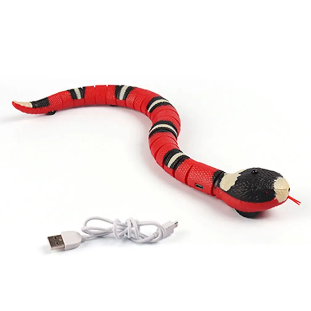 

Interactive Cat Toy Intelligent Sensing Snake Toy USB Rechargeable Realistic Simulation Obstacle Avoidance Snake Children Toy