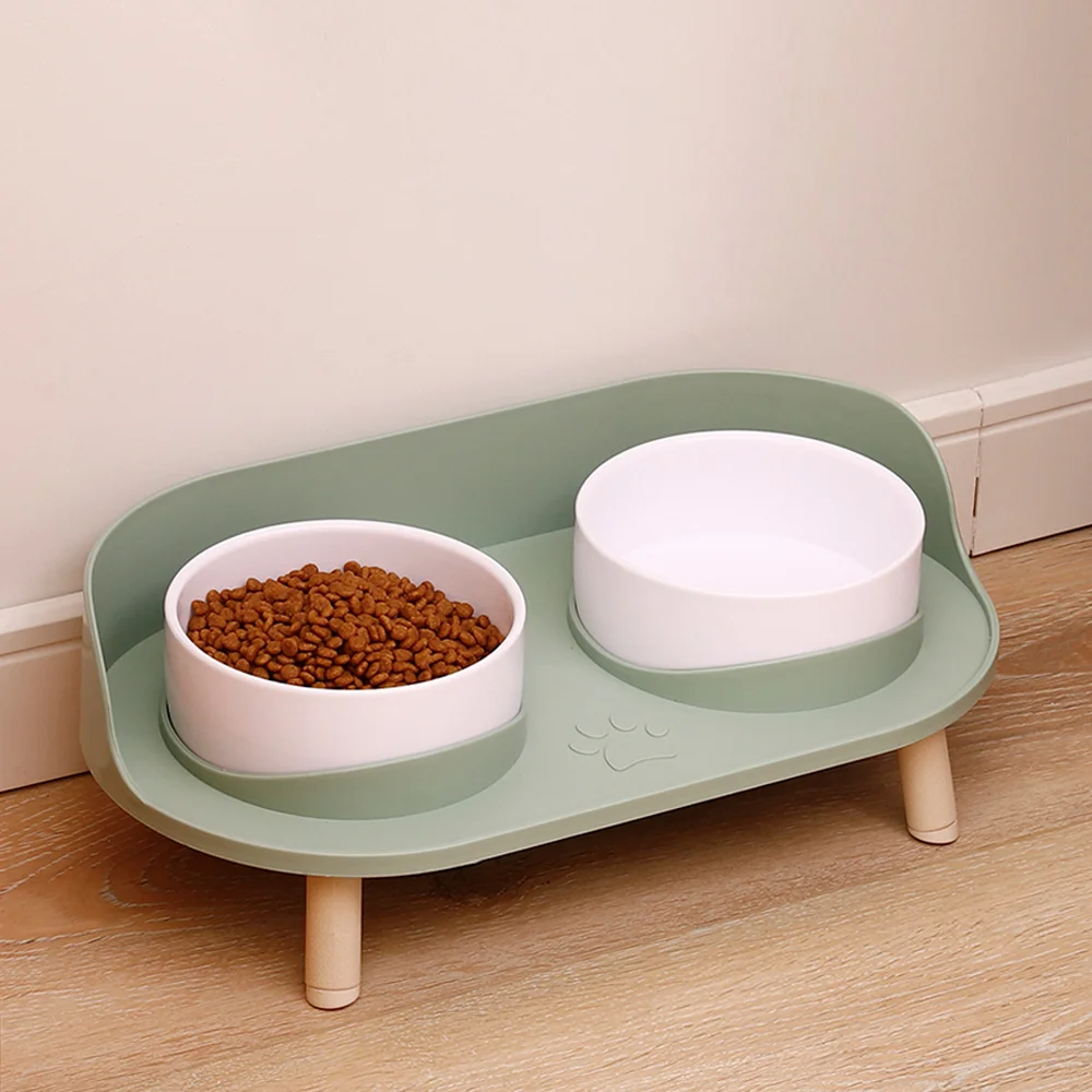 

Drinker Elevated Cats Kitten Double Food Height Dish Feeder Feeding Cat Bowls Pet Supplies Dogs Adjustable Feeders Water Bowl