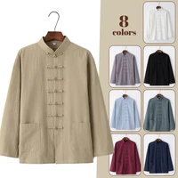 chinese traditional retro coat tops shirt man tang suit cotton linen jacket oriental style kung fu shirts fu tai chi costume