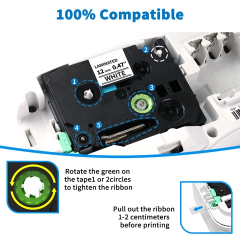 Лента для ламинирования этикеток 6-24 мм, совместимая с TZE231 TZE241 TZE131 TZE631 для Brother P-Thoch PT-H110 PT-210D PT-E550W PT-710BT