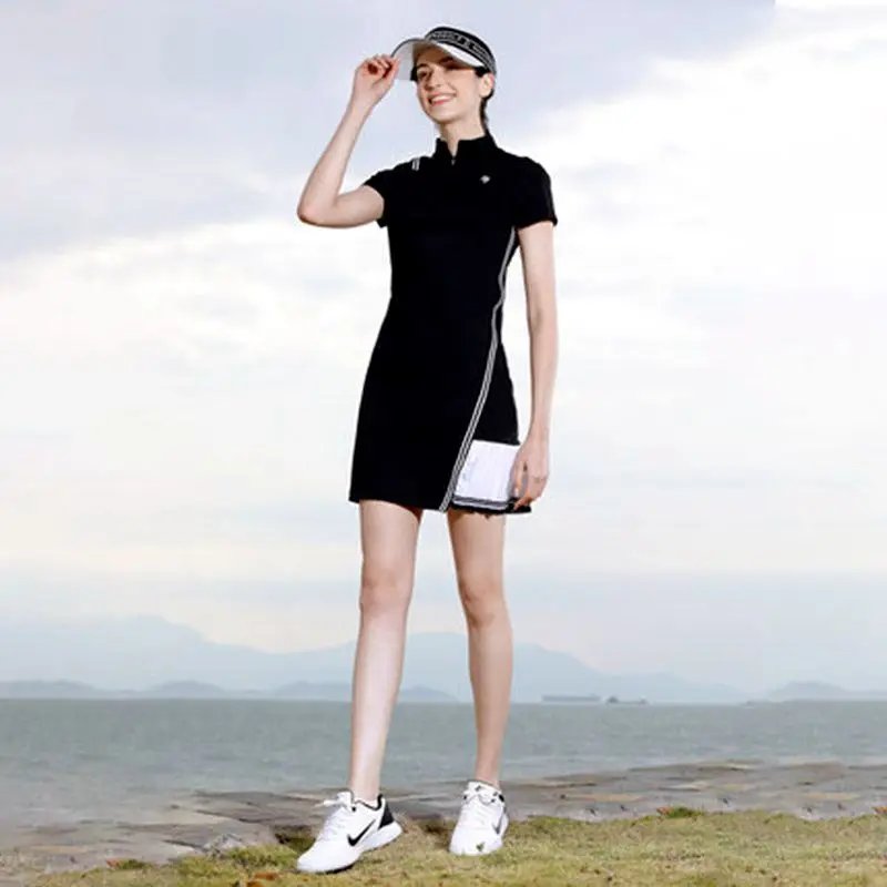 2023 Golf Skirt Women‘s Summer New Stand Collar Waist Slimming Breathable Fashion GOLF Sports Quick-Drying Ladies  Golf Dress