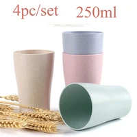 new 4pcs wheat straw water cup multi functional coffee glue plastic cup drinking glass kids cups reusable bright