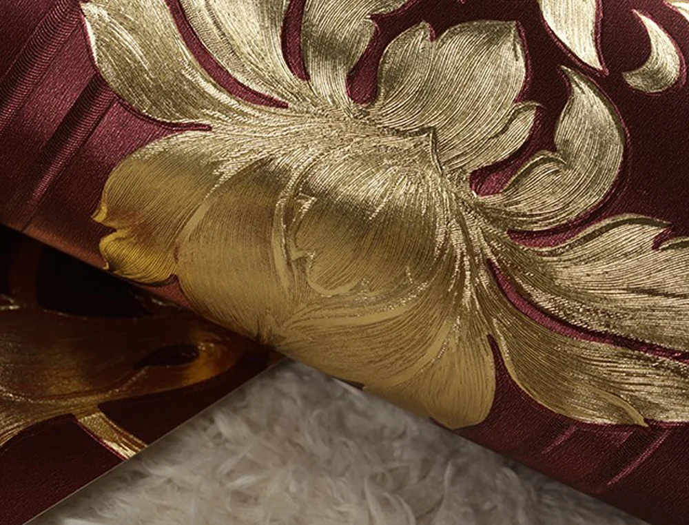 WMYDYG бумажные обои дамасская текстура красные золотые