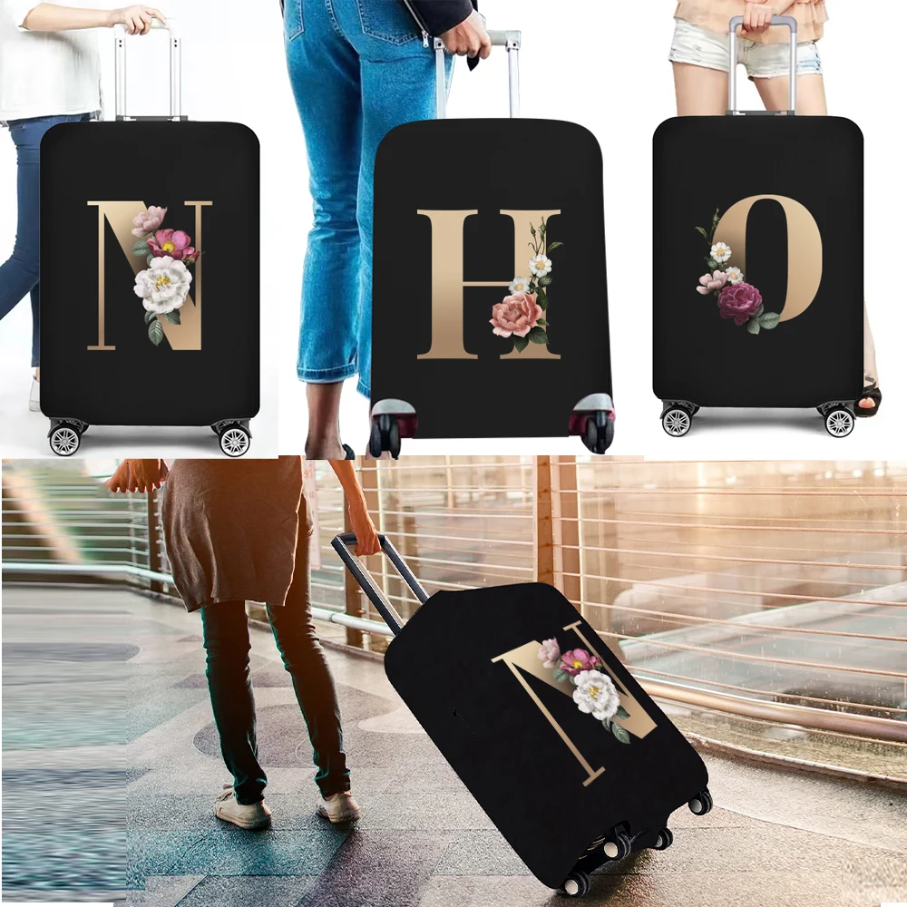 Travel Bag Protector Cover 26 English Letter Printed Accessory Bag Elastic Travel Bag Cover Applicable To 18-28 Inch Suitcase