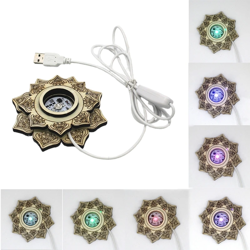 

Light Base Rechargeable Lotus Shaped Wooden LED Lights Display Lamp Bases