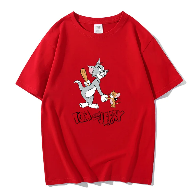 

Cat and Mouse T-shirt Disney Couple Summer Short-sleeved Cartoon Cat T-shirt Women Shirt Summer Shirts for Women