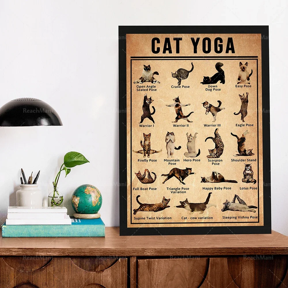 Плакат для йоги Айенгар Йога Аснас художественные принты с изображением кота