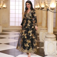 7000 temperament black gold sequins embroidery dubai double dress 2022 abayas for women turkish