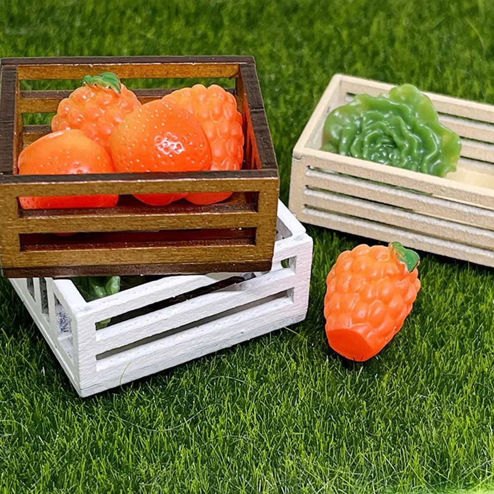 

Mini Storage Basket Model House Artificial Decor Miniature Wooden Ornament Simulation Hamper