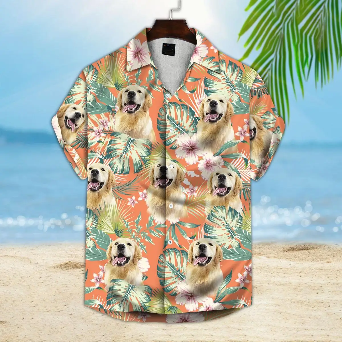 New Men's Shirt Golden Retriever Print 3D Hawaii Tops Vintage Color Clothing y2k Button Shirts Summer Oversize