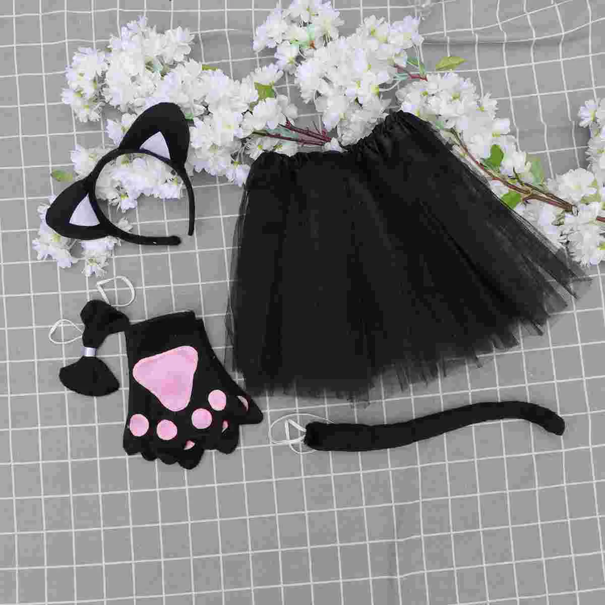 

5pcs Cat Costume Headband Dog Headband Bowtie Tail Headband Tail and Tie Cat Accessories Costume