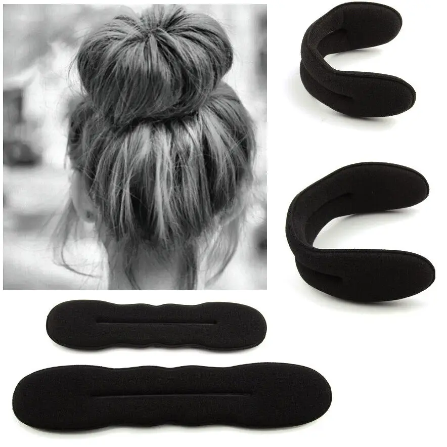 

Women Black Hair Styling Bun Curler Maker Ring Magic Sponge Clip Foam Donut Twist Tool