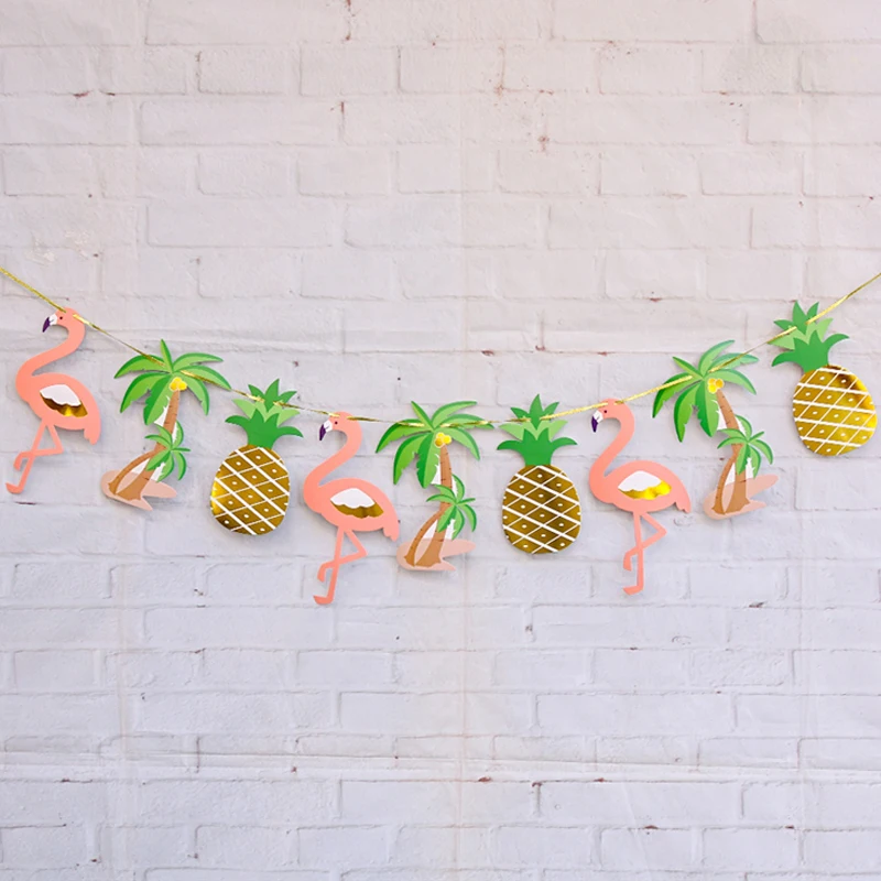 

Flamingo Pineapple Paper Banners Flamingo Birthday Party Decorations Bunting Garland Summer Tropical Hawaii Luau Party Supplies