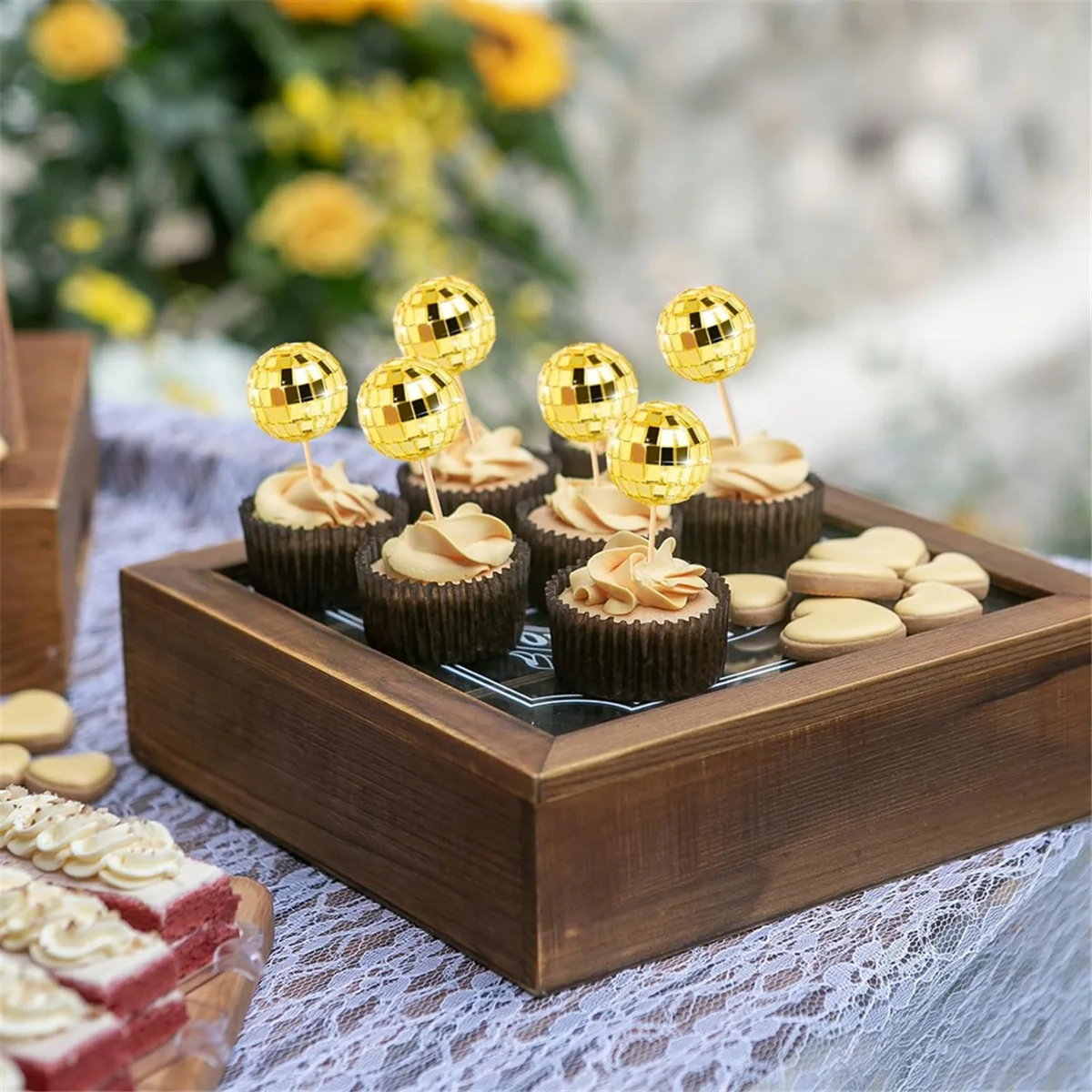 24 шт. диско-шар топперы для кексов выбор светоотражающие зеркальные шары торта