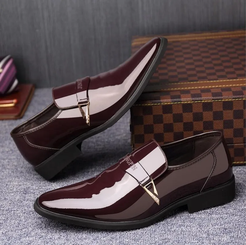 Men Dress Leather Shoes Slip on Patent Leather Mens Casual Oxford Shoe Moccasin Glitter Male Footwear Pointed Toe Shoes for Men 6 Men Dress Leather Shoes Slip on Patent Leather Mens Casual Oxford Shoe Moccasin Glitter Male Footwear Pointed Toe Shoes for Men 6