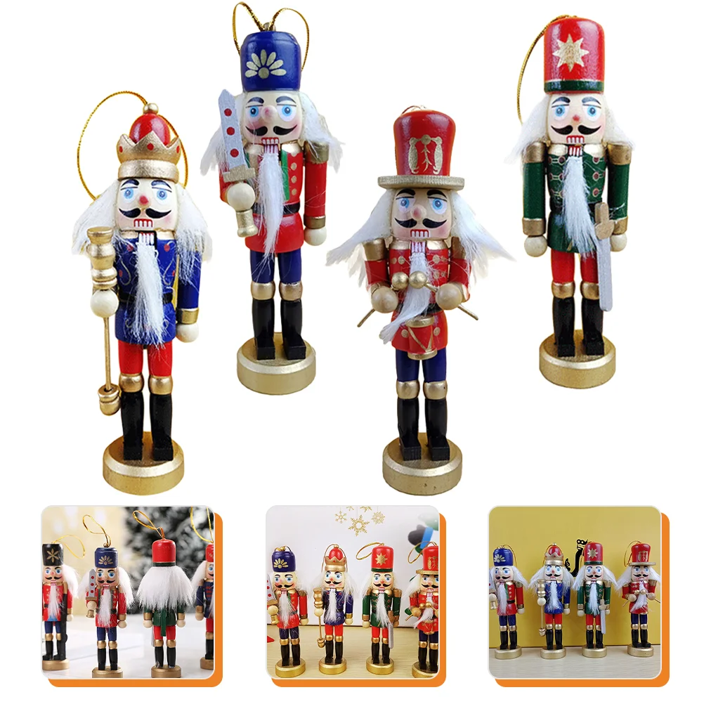 

12/13cm Christmas Nutcracker Soldier Puppet Doll Handcraft Ornament Xmas Tree Hanging Pendants New Year Decoration