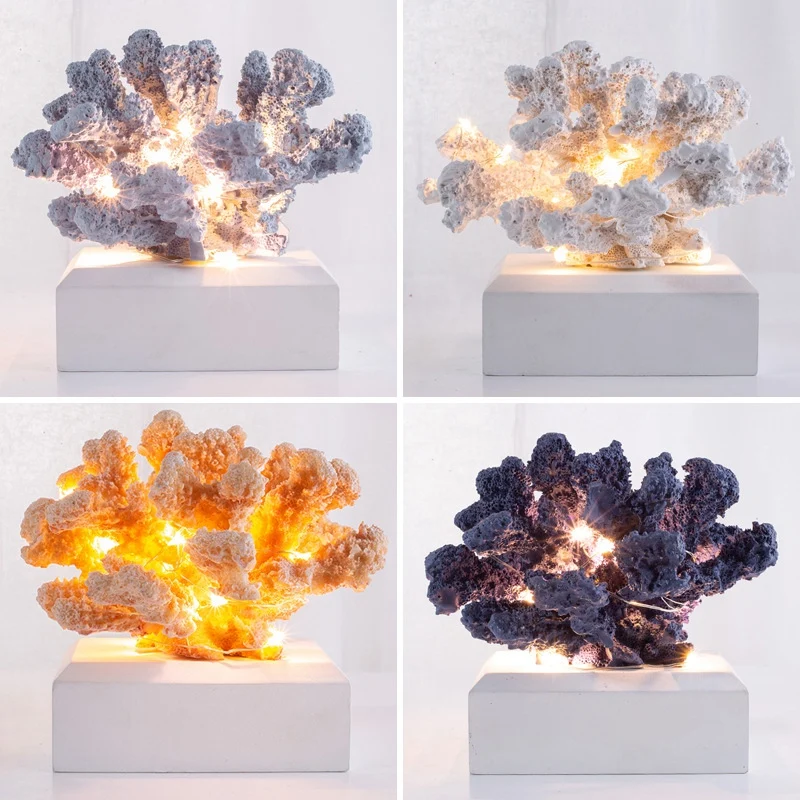 

Simulated Resin Coral Jewelry Porch Wine Cabinet Desk Hotel Home Decoration Led Coral Lamp
