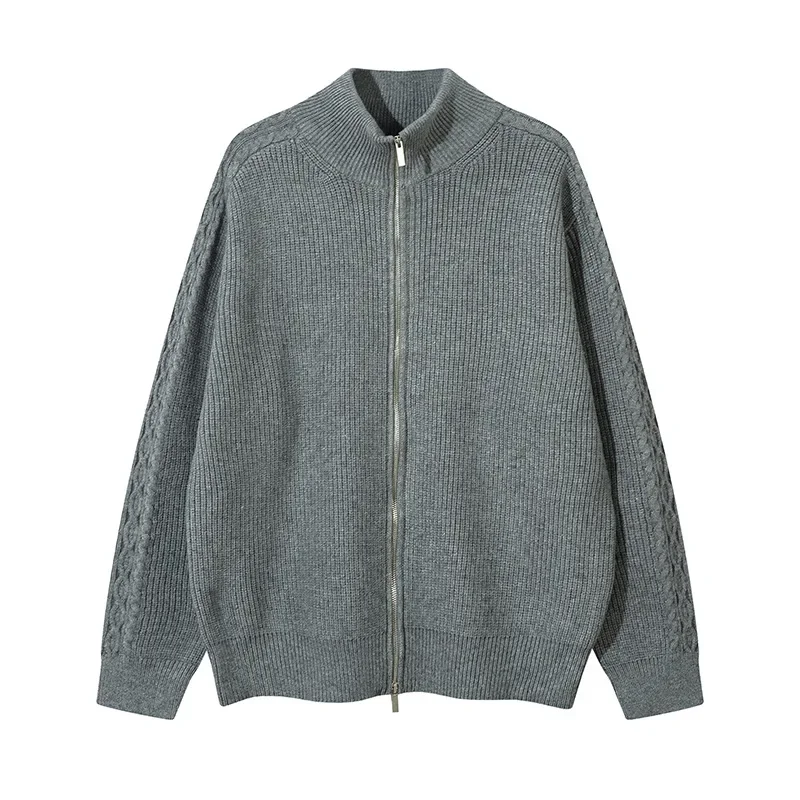 Модный нишевый однотонный базовый свитер на молнии с полуполо/черепаховым