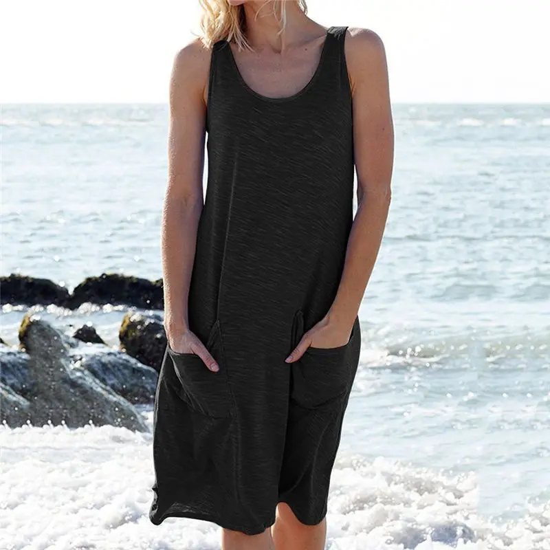 

Dress Tunic Loose Casual Plain Sundress Beach Womens Summer Sleeveless Vest Tank