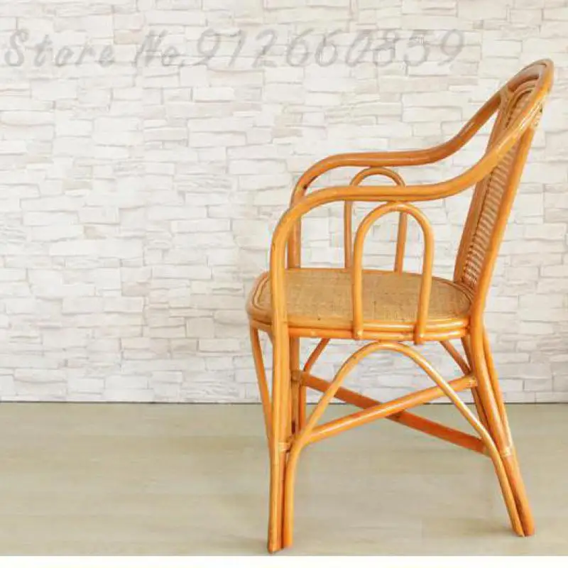 Teng chair natural real rattan single woven handmade mahjong backrest small home elderly short balcony lounge wicker |