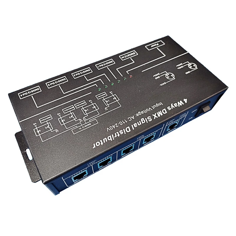 Переменный ток 240-в вход DMX512 от 1 до 4 концентратора DMX ретранслятор сигнала