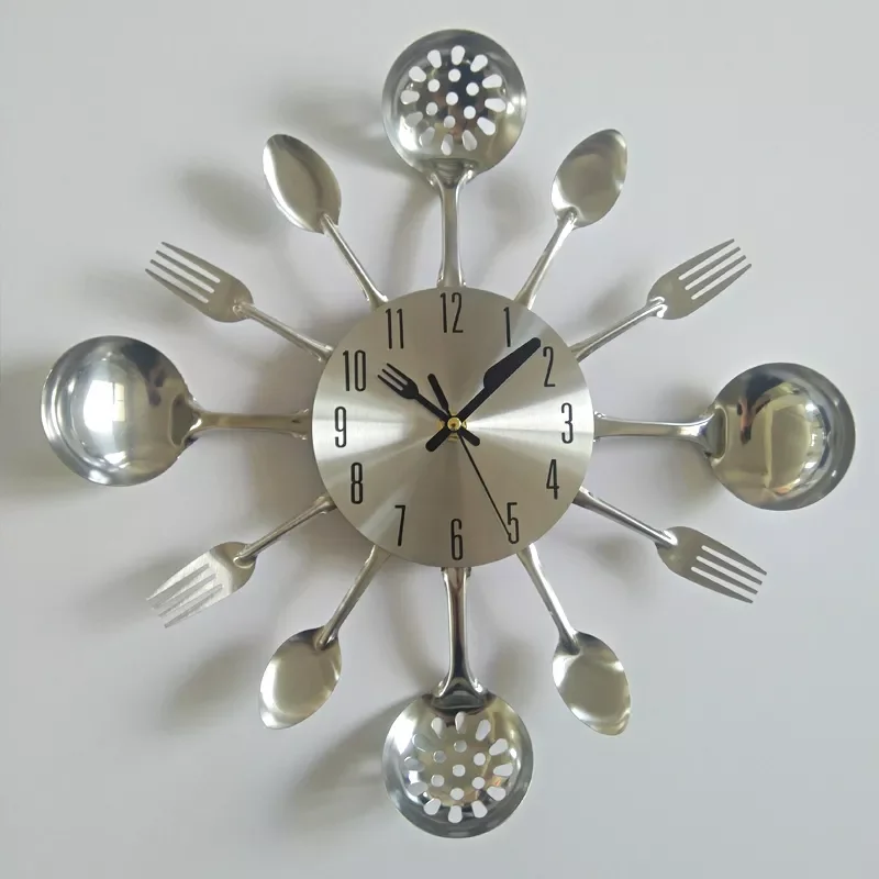 

Real Metal Wall Clock Knife Kitchen Decoration Quartz Mute Modern Separates Needle Watch Home