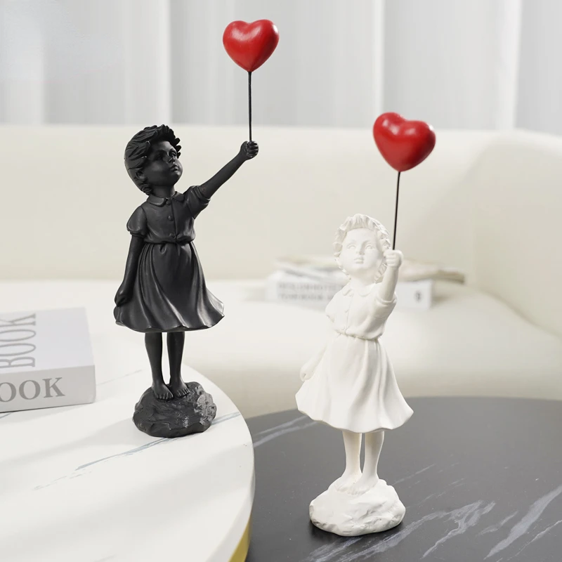 

Flying Balloon Girl Figurine, Banksy Home Decor Modern Art Sculpture, Resin Figure Craft Ornament, Collectible Statue