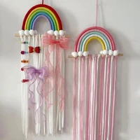 girls rainbow hair bows holder decoration hair clips storage organizers kawaii room decor macrame home wall hanging decorations