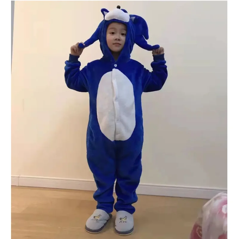 Зимняя детская Фланелевая пижама с капюшоном и длинным рукавом