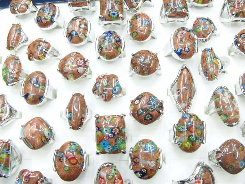 

Женское посеребренное кольцо с натуральным камнем, 10 шт.