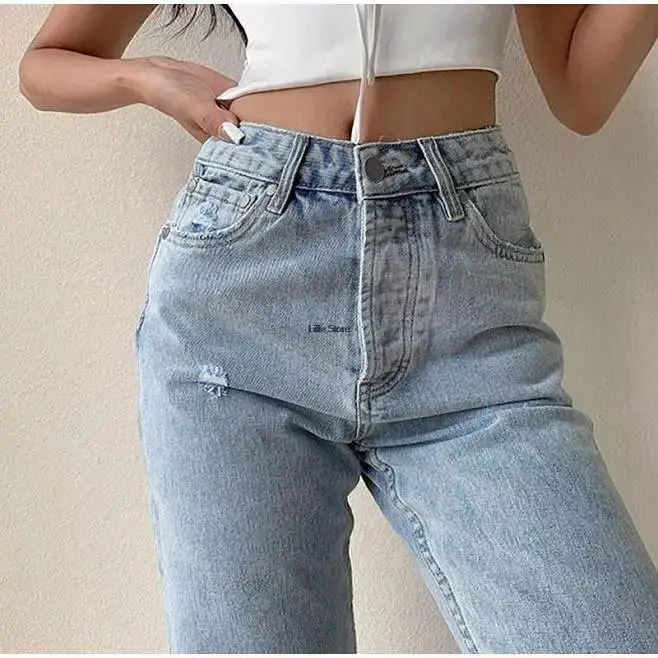 

Женские рваные джинсы, облегающие Модные Винтажные эластичные повседневные джинсовые брюки с высокой талией в уличном стиле, новинка 2022