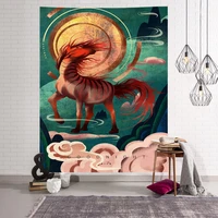 150x230cm home tapestry wall hanging living room or bedroom tapestry animal series printed peach skin velvet tapestry