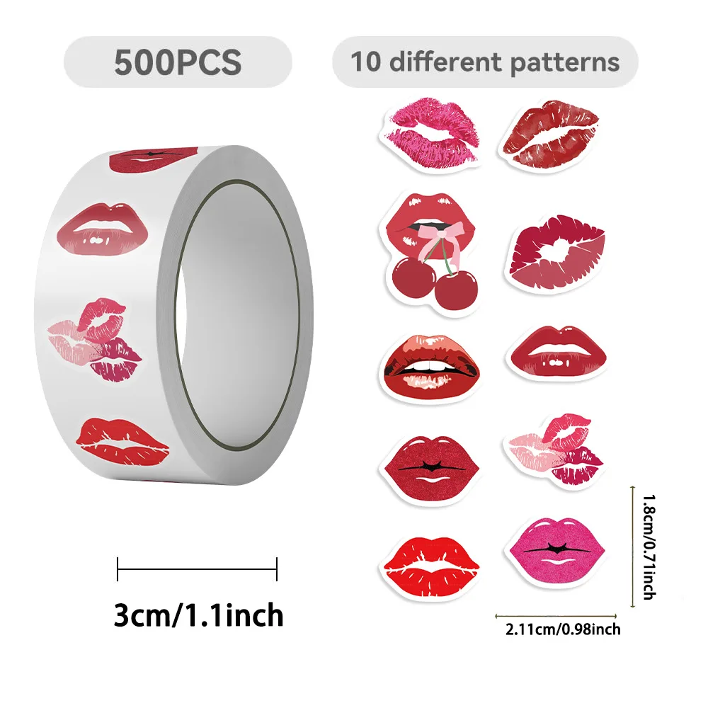 

500 шт. рулонная клейкая лента с мультяшным пламенем, красными губами, блокнот, канцелярские принадлежности, декор, наклейки