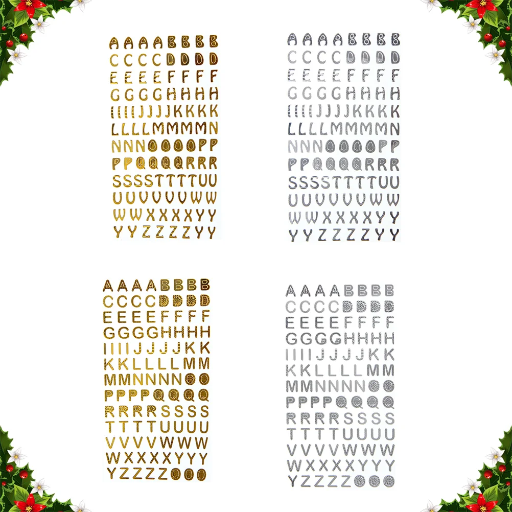 

4 Sheets Decal Stickers Self Adhesive Letters Decorate Alphabet Letters Sticker Alphabet Numbers Stickers Room decor