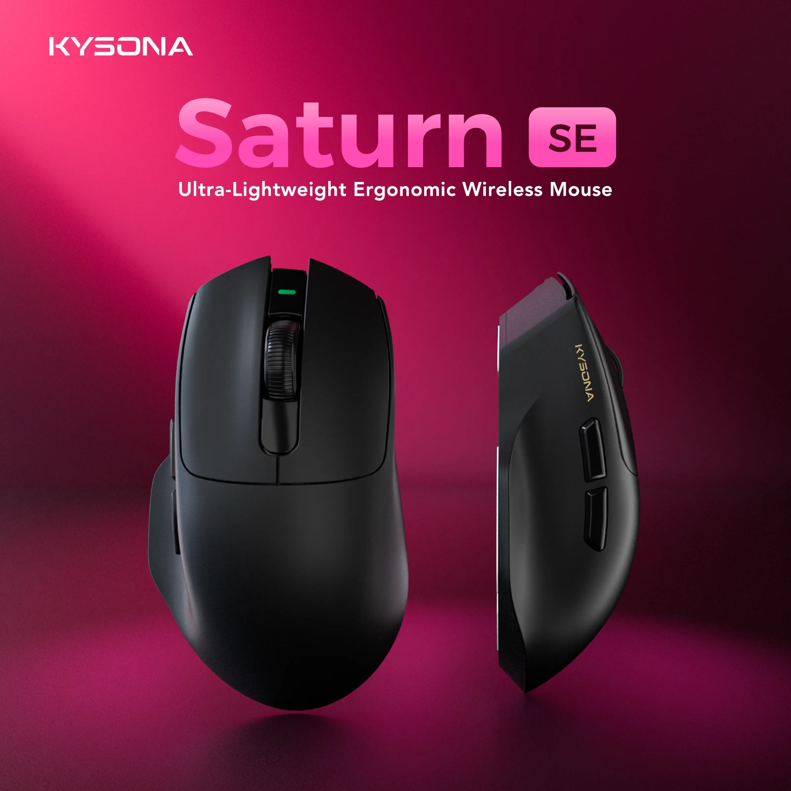 Фото Игровая мышь KYSONA Saturn SE с сенсором PAW3311, ультралегкая (56 г), магнитная зарядная док-станция RGB, 24000 DPI, IPS 300, Bluetooth, беспроводная №1