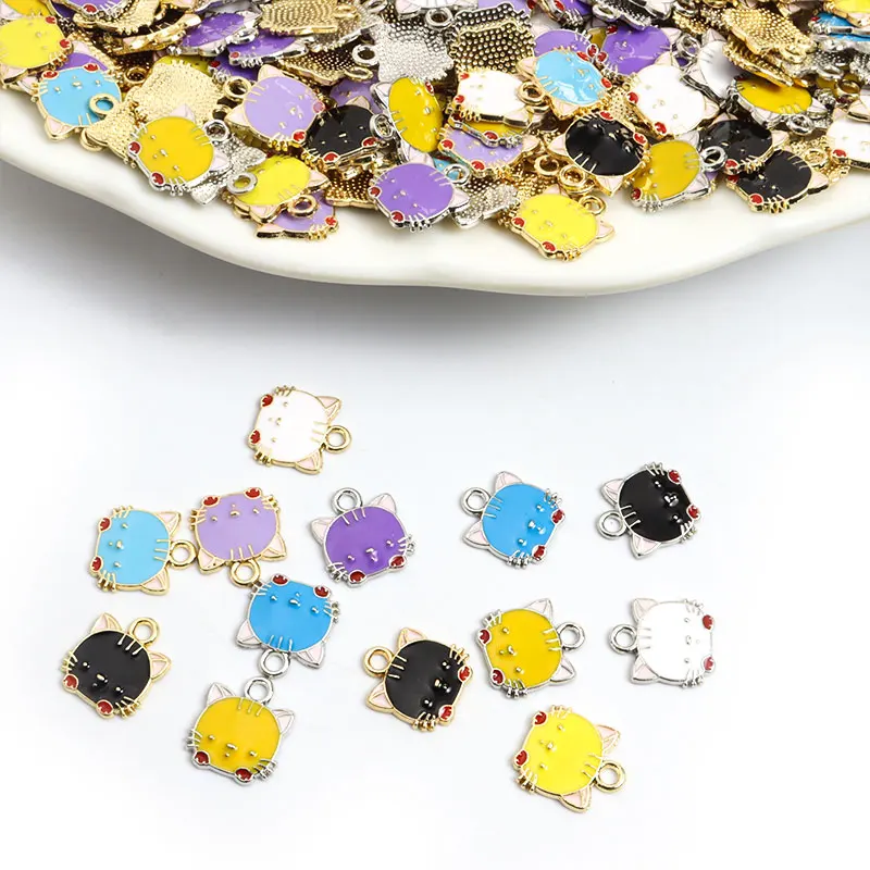 

20Pcs/lot Enamel Drop Oil Cat Small Charms for DIY Jewelry Making Pendant Necklace Keychain Earrings Handmade Crafts Accessories