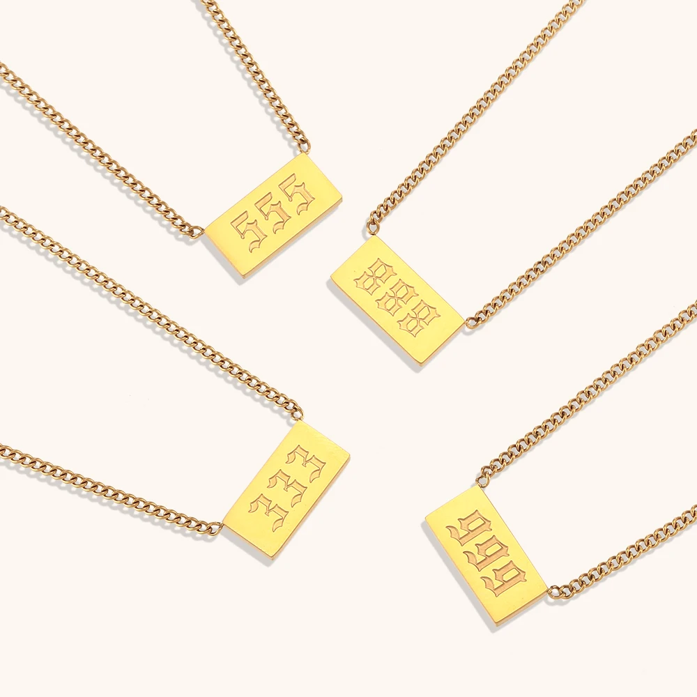 

Stainless Steel 18K Angel Number Necklace 111 222 333 444 555 666 777 888 999 Lucky Number Chain Necklaces Jewelry For Women