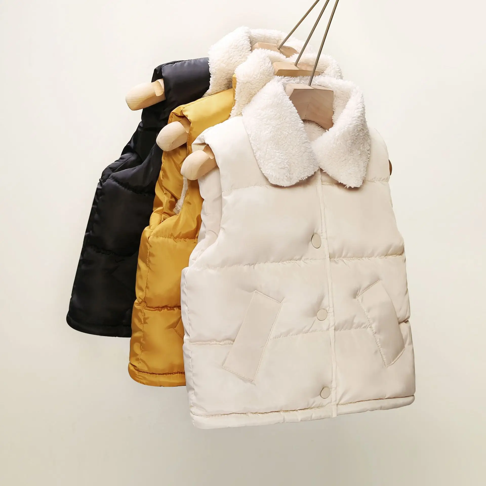 

Детский пуховой хлопковый жилет на флисовой подкладке верхняя одежда для мальчиков и девочек жилет осень-зима кардиган с отложным воротником теплое пальто