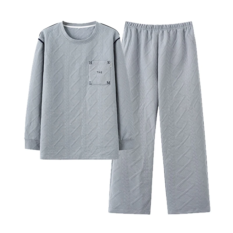 QUHENG Men's Pajamas Autumn Winter Cotton Pijamas Set 2022 New Warm Cartoon Long Sleeve Women Man Loose Casual Sleepwear Suit