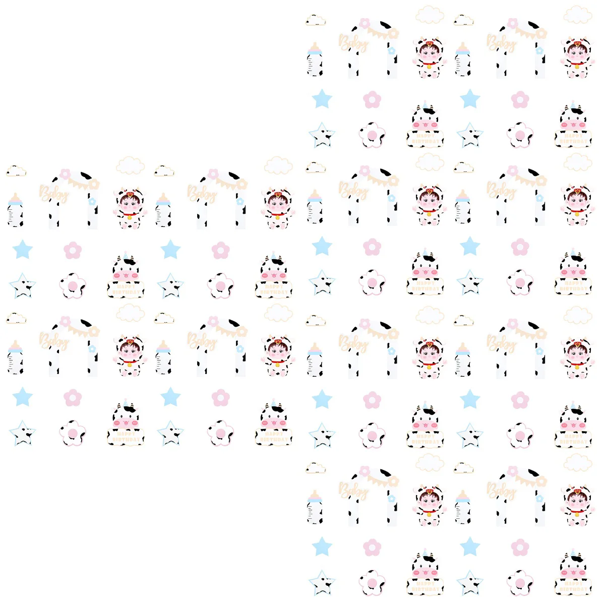 

150 pcs Farm Animal Toppers Lovely Cow Nursing Bottle Kids Birthday Cake Picks